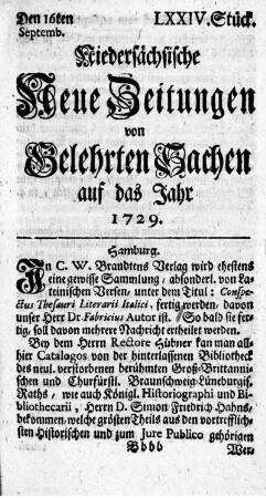 LXXIV. Stück.