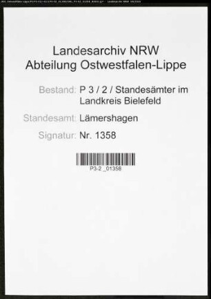 Sterberegister Standesamt Lämershagen