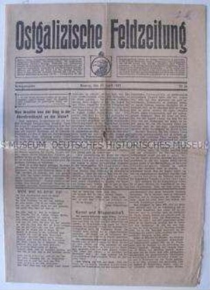Kriegszeitung für die deutschen Truppen in Galizien "Ostgalizische Feldzeitung"