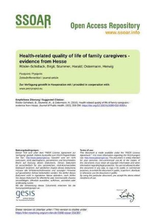 Health-related quality of life of family caregivers - evidence from Hesse