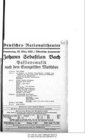 Passionsmusik nach dem Evangelisten Matthäus