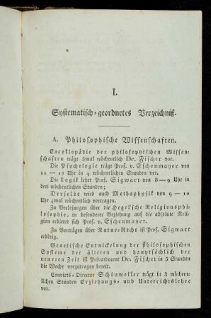 3-12, I. Systematisch-geordnetes Verzeichniß