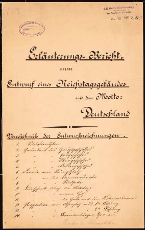 Reichstag, Berlin Zweiter Wettbewerb: Erläuterungsbericht, 17 S.