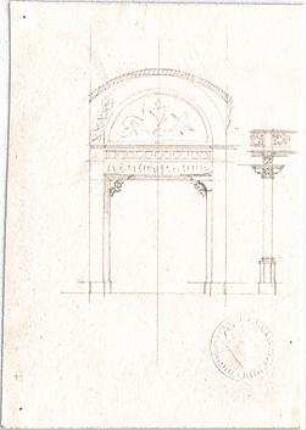 Voit, August von; München; Zweite protestantische Kirche - Eingangsportal (Ansicht); Empore (Detail)