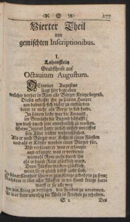 Vierter Theil von gemischten Inscriptionibus.