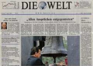 Tageszeitung "Die Welt" zum Staatsbesuch von Bundeskanzler Schröder in Polen anlässlich der Feierlichkeiten zum 60. Jahrestag des Warschauer Aufstandes