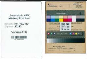 Entnazifizierung Fritz Vieregge, geb. 25.11.1892 (Lehrer)