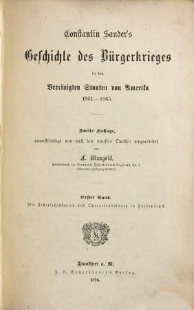 Constantin Sander's Geschichte des Bürgerkrieges in den Vereinigten Staaten von Amerika : 1861-1865, 1