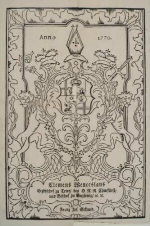 Exlibris Klemens Wenceslaus Erzbischof zu Trier