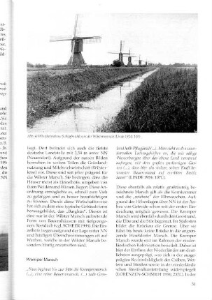 Abb. 4: Windbetreibene Schöpfmühlen in der Wilstermarsch (Linde 1924:140)