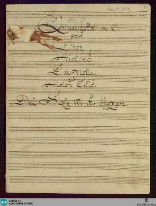 Quartets. Arr - Don Mus.Ms. 1374 : ob, vl, vla (2), vlc; D; KV 575