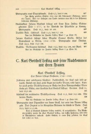 C. Karl Gotthelf Lessing und seine Nachkommen mit ihren Frauen