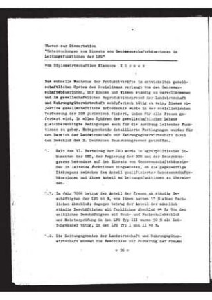 Untersuchungen zum Einsatz von Genossenschaftsbäuerinnen in der Leitungsfunktion der LPG : Thesen zur Dissertation