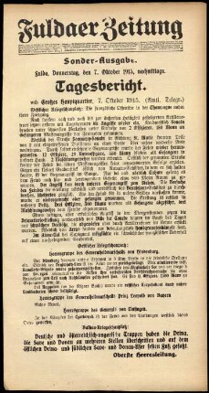 Zweite Ausgabe vom Donnerstag, den 07. Oktober 1915.