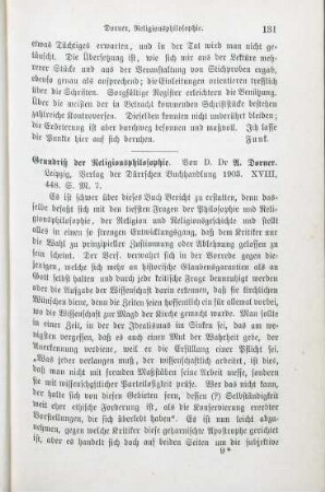 131-133 [Rezension] Dorner, August, Grundriss der Religionsphilosophie