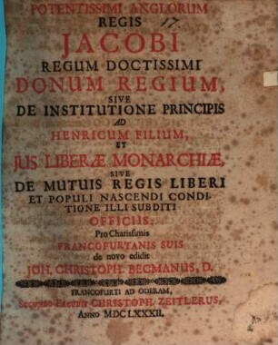 Donum Regium : sive de institutione principis, ad Henricum filium