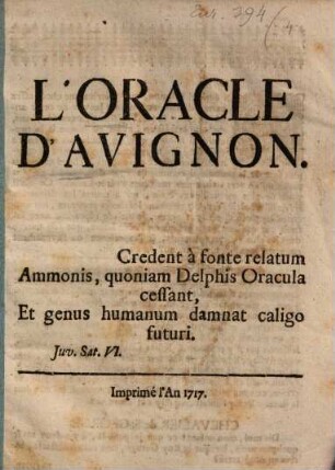 L' oracle d'Avignon