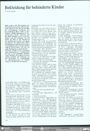 Bekleidung für behinderte Kinder : Rehabilitation