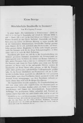Mittelalterliche Einzelsiedler in Stormarn?