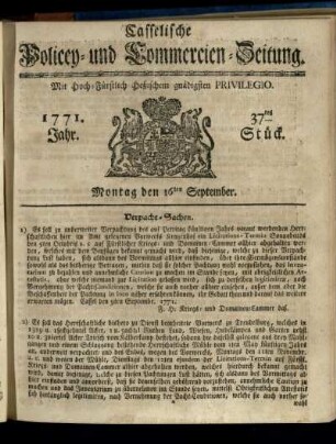 37tes Stueck, Montag den 16ten September 1771