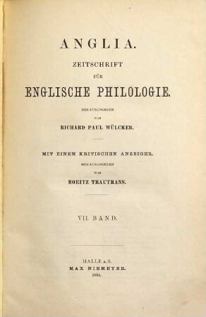 Anglia : journal of English philology. 7. 1884