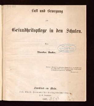 Luft und Bewegung zur Gesundheitspflege in den Schulen
