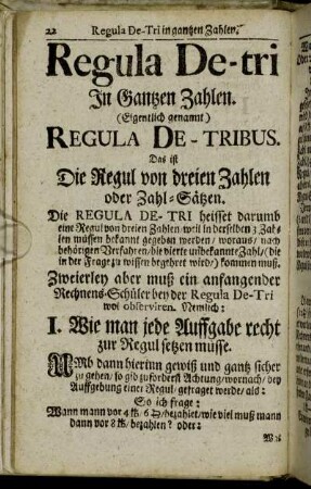 Regula De-tri in gantzen Zahlen.