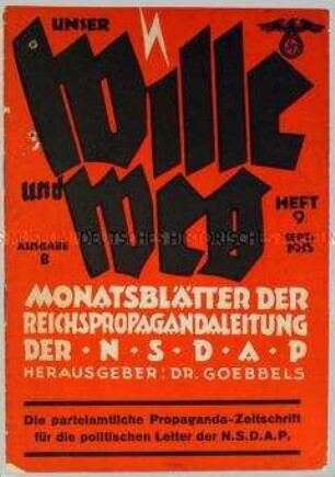 Monatsschrift der Propagandaleitung der NSDAP "Unser Wille und Weg" u.a. zum Erntedanktag