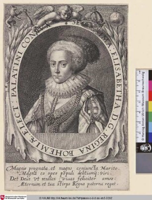 Serenissima: Elisabetha. D.G. Regina Bohemiae. Elect: Palatini Coniux