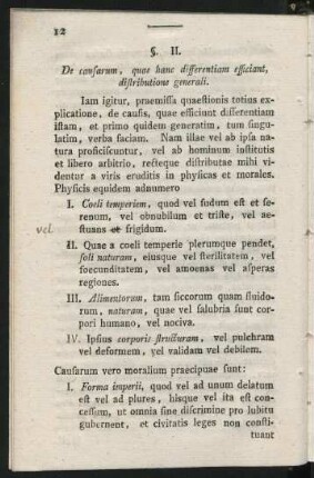 §. II. De causarum, quae hanc differentiam efficiant, distributione generali.