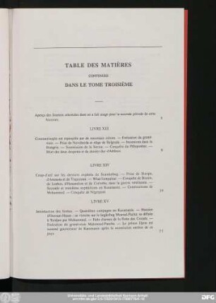 Table De Matières Contenues Dans Le Tome Troisième