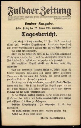 Ausgabe vom Freitag, den 22. Januar 1915.