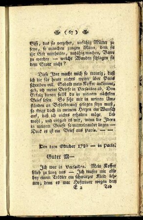 Den 1ten Oktober 1780 - in Paris.