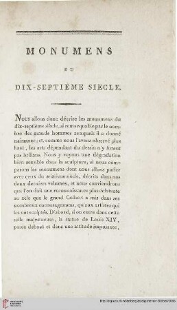 Monumens du dix-septième siecle