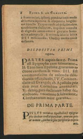 Dispositio Primi capitis.