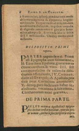 Dispositio Primi capitis.