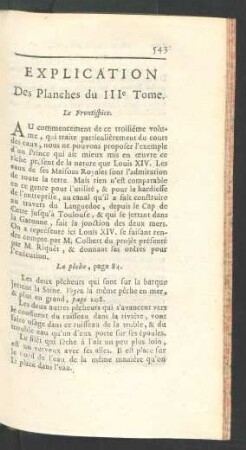 Explication des Planches du IIIe Tome.
