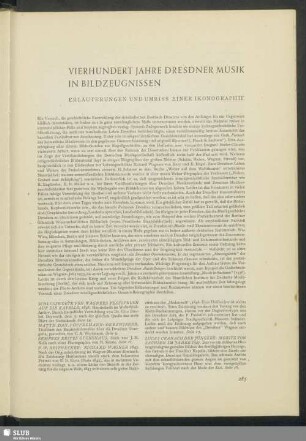 Vierhundert Jahre Dresdner Musik In Bildzeugnissen. Erläuterungen Und Umriss Einer Ikonographie