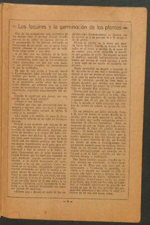 Los faquires y la germinación de las plantas