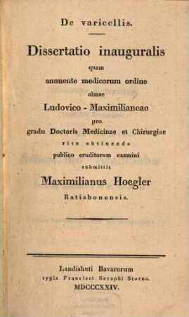 De varicellis : dissertatio inauguralis ...