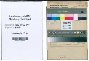 Entnazifizierung Fritz Vomfelde , geb. 06.08.1900 (Prokurist)