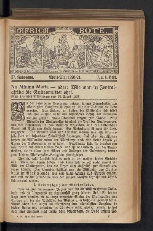 April-Mai 1920/21. 7. u. 8. Heft