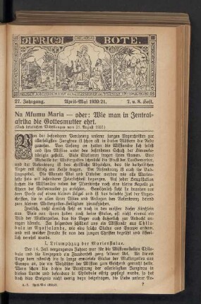 April-Mai 1920/21. 7. u. 8. Heft