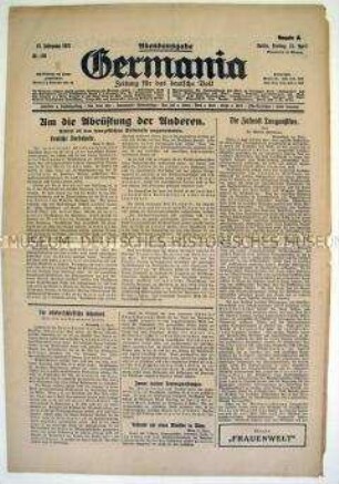 Konservative Tageszeitung "Germania" u.a. zu den Abrüstungsverhandlungen in Genf