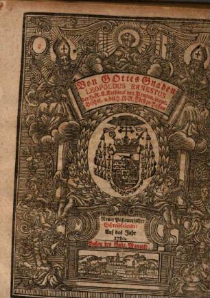 Neuer Passauerischer Schreibkalender auf das J. ..., 1780
