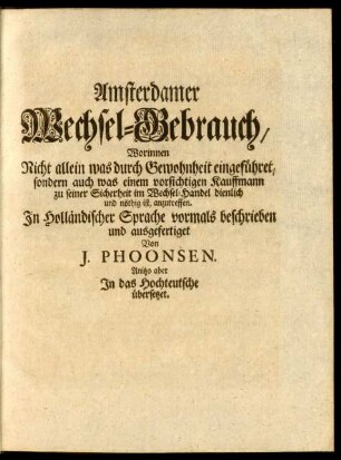 Amsterdamer Wechsel-Gebrauch