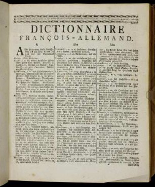Dictionnaire François - Allemand.
