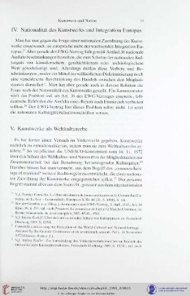 IV. Nationalität des Kunstwerks und Integration Europas