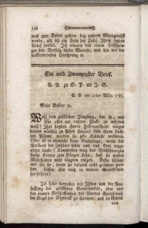 Ein und zwanzigster Brief. - Fünf und zwanzigster Brief.