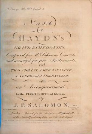 No. 4, 5, 6 of Haydn's grand symphonies